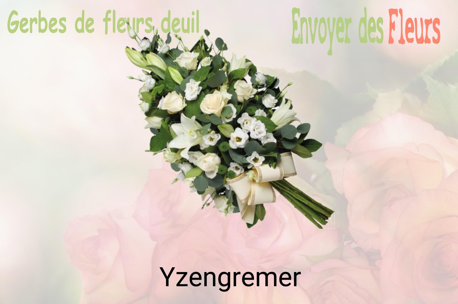 Gerbe de fleurs de deuil livrée à Yzengremer